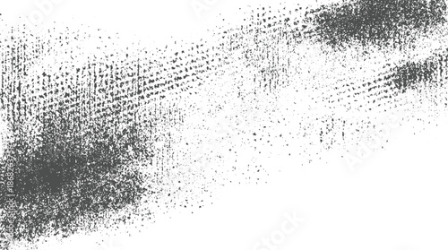 Diagonal grunge texture with scattered dark gray speckles and a subtle woven pattern on a white background for a distressed artistic effect