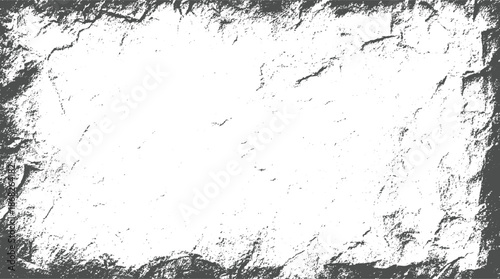 Irregularly shaped distressed frame with a rough, rocky texture and dark granular speckles creating an organic vintage background