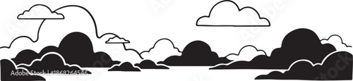 Simple black and white cloud landscape illustration