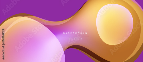 Abstract fluid shapes overlap, creating vibrant gradients. Purple, orange, pink hues blend seamlessly. Modern design element for backgrounds.