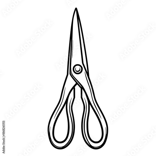 Timeless Craftsmanship: Minimalist Line Art Gardening Shear | Clean, isolated vector art for creative projects.