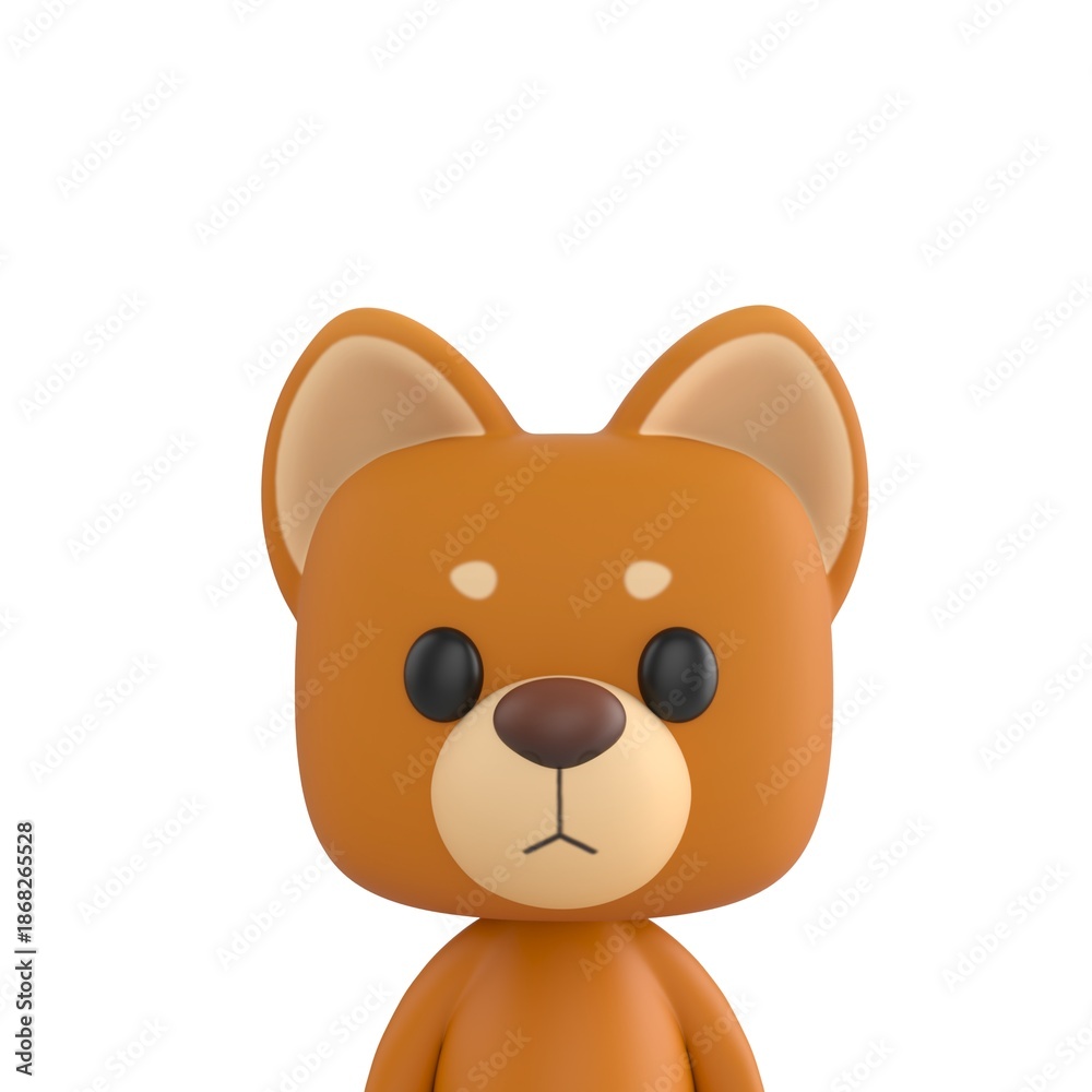 Naklejka premium Cute 3D render Little Dog character portrait close up, half body view, friendly and charming mascot style, isolated on white background for profile, branding, and digital design.