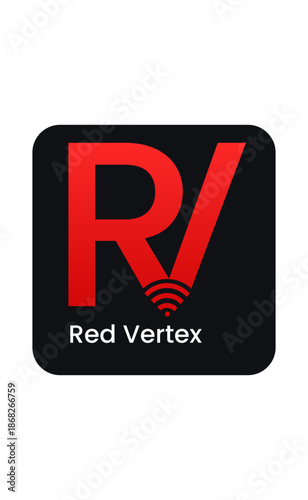 letter rv text technology logo design
