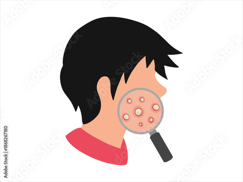 Hand Drawn Acne Pustule in Face Skin Clip Art
