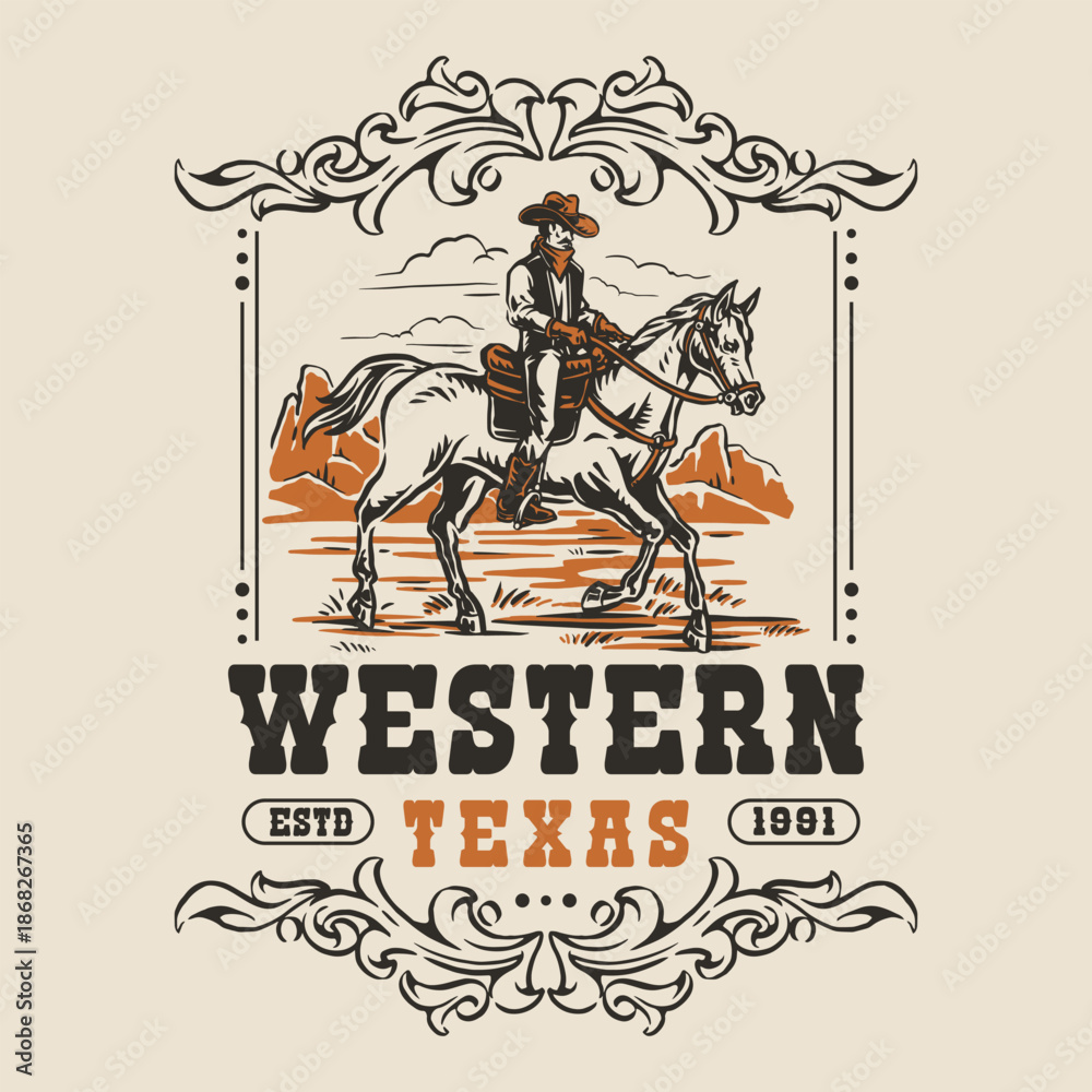 Obraz premium Cowboy riding in Western Texas