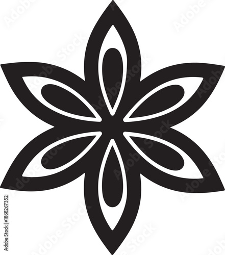 Abstract Flower Design Silhouette Vector Illustration Element