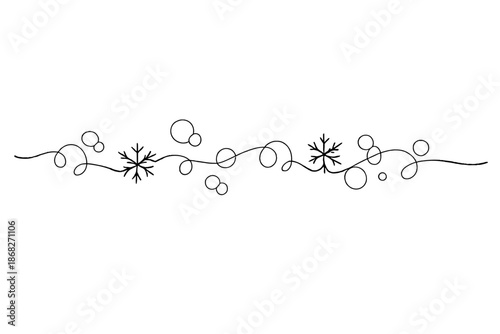 Winter Bokeh Elegance. Winter festive bokeh background. Minimalistic one-line drawing winter-inspired bokeh