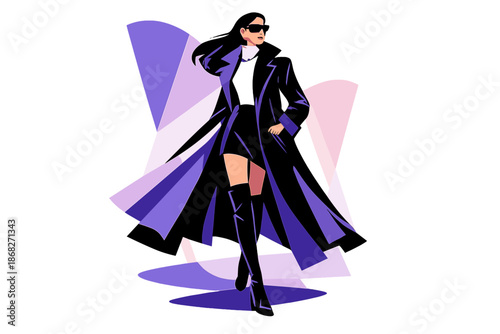 Runway Winter Style. Runway-Inspired Winter Look. A model posing like on a runway, long coat emphasized by