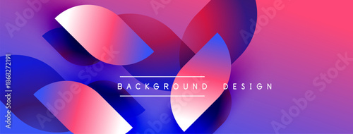 Abstract fluid shapes blend vibrant pinks, blues, purples. Modern design features overlapping circles, gradient effects. Background text reads background design.
