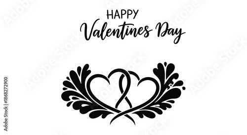 Happy valentines day calligraphy with floral heart design for festive occasions