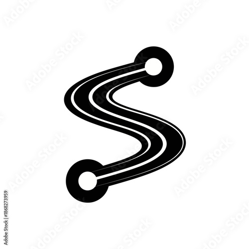 Curved Road Path Icon – Winding Route Symbol for Navigation, Journey & Abstract Design
