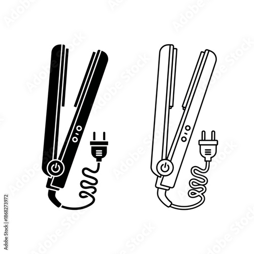 Hair Straightener Icon – Flat Iron Styling Tool Symbol for Beauty, Salon & Haircare Design