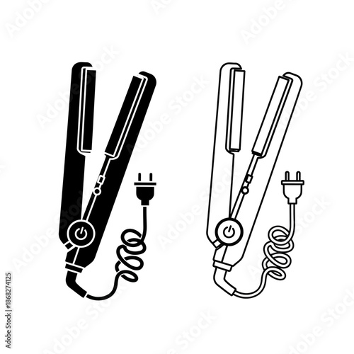 Hair Straightener Icon – Flat Iron Styling Tool Symbol for Beauty, Salon & Haircare Design