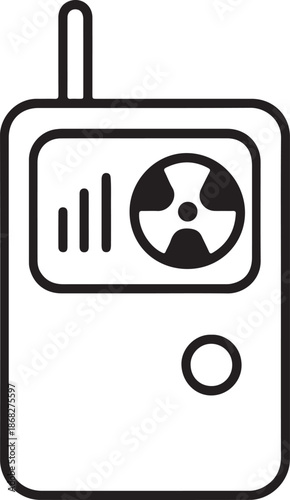 Radiation detector device icon Geiger counter symbol for measuring radioactivity simple line art illustration for safety and science concepts