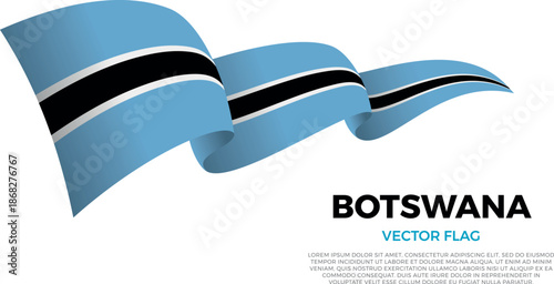 Flag of Botswana. Batswana and South African Culture. Shining flag with realistic shadows waving in three layers. The elegant curves and realistic shading create a sense of motion