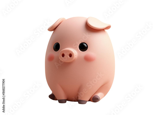 A pink cute piggy 3d illustrations