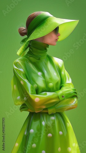 Elegant woman in green dres...