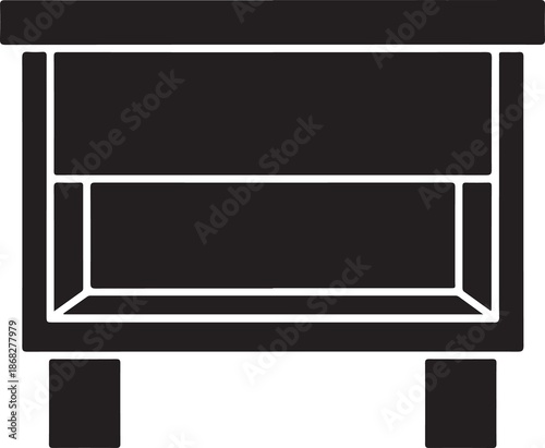 Minimalist outline illustration of a bedside table or storage unit with open shelf