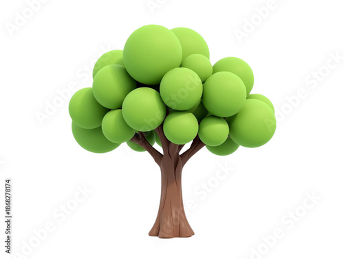 Vector 3d illustration of a green summer tree with lush leaves and branches isolated on a transparant background