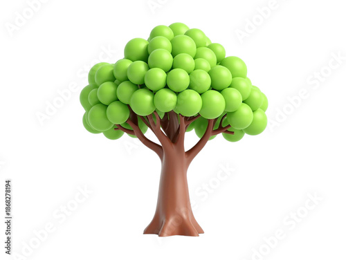 Vector 3d illustration of a green summer tree with lush leaves and branches isolated on a transparant background