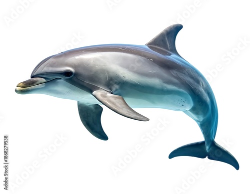 Wild dolphin marine animal isolated white studio background high resolution image