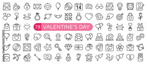 Love and Valentine Essentials Icon Set Outline Style