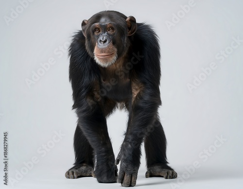 Adult chimpanzee standing pose isolated professional high resolution image