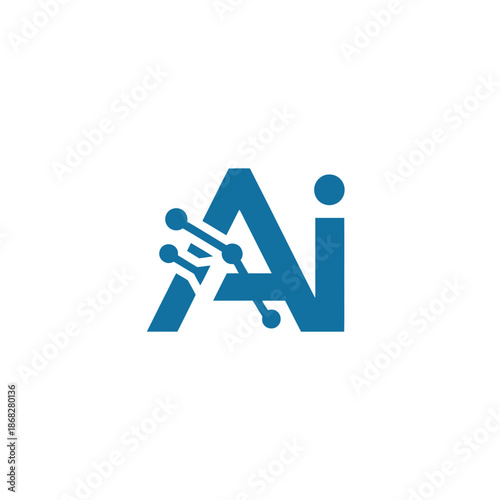 Illustration of a stylized letter Ai in blue on a white background