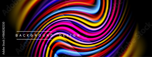 Abstract colorful waves create dynamic background. Vivid hues blend, forming flowing lines, modern design element.