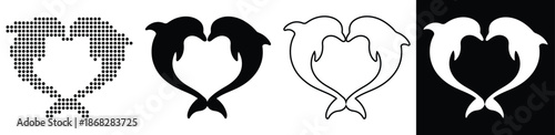 Two dolphins forming a heart shape, symbolizing love and unity.