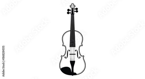 A striking black and white illustration of a classic violin instrument