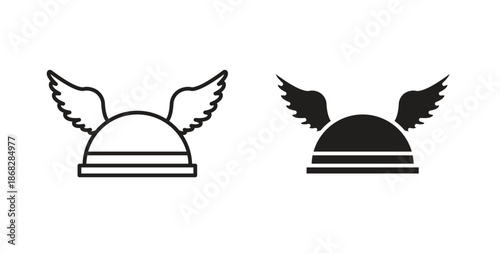 Winged viking helmet icon isolated vector Illustration. Vector pictogram for web and app