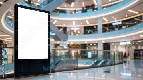 Blank digital billboard in modern shopping mall