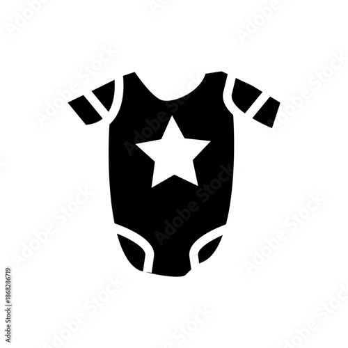 black and white baby onesie glyph icon representative shirt for baby 