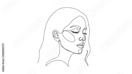 A striking single continuous line art illustration of a woman's face, showcasing a minimalist vector drawing with a touch of elegance and artistry