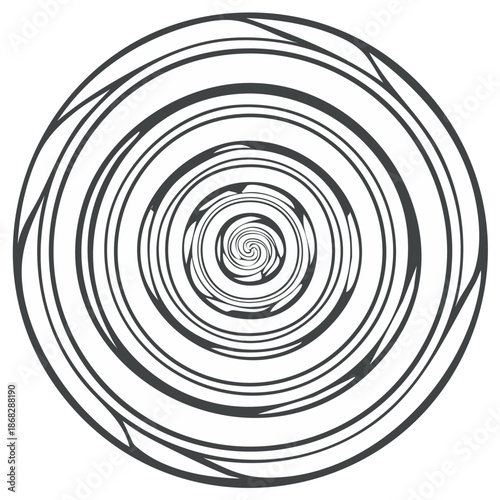 Concentric circles pattern in grayscale. Abstract, hypnotic circles design for use in creative projects.