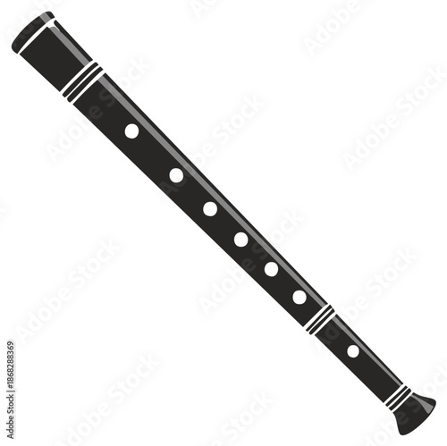 Simple illustration of a wooden musical wind instrument with finger holes