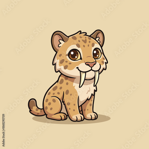 Cute Cartoon Saber-Toothed Tiger Cub