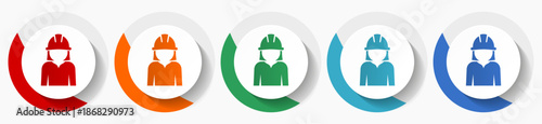 Engineer, worker, manager, employe vector icons, flat icon set for logo design, webdesign and mobile applications, colorful web button collection in eps 10