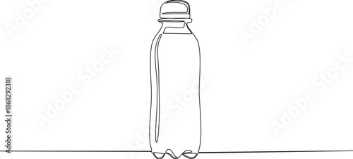 Minimalist Contour of Water Bottle: An elegant, continuous line art illustration of a sleek water bottle, capturing the essence of hydration and simplicity.