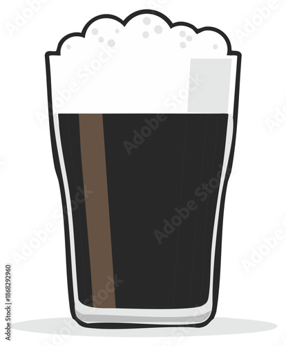Glass of Dark Stout Beer with Foamy Head Refreshing Beverage