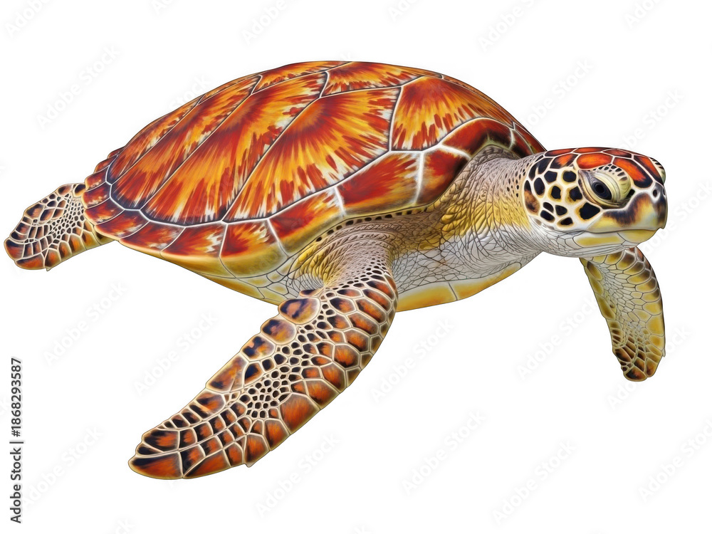 Obraz premium Vibrant sea turtle illustration isolated on transparent background isolated on transparent background