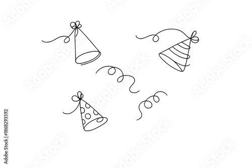 Minimalist Party Celebration. Minimal flat lay celebration. Minimalistic one-line drawing simplified party
