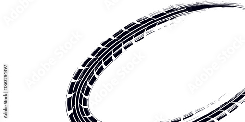 Tire Track Silhouette Vector High-Quality Black and White Icon. Eps 10