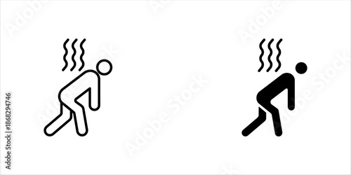 exhausted dehydration weakness lethargy icon set, vector illustration on white background