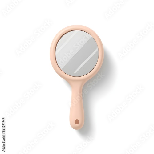 hand mirror 3d rendering isolated on white background cartoon plastic style icon