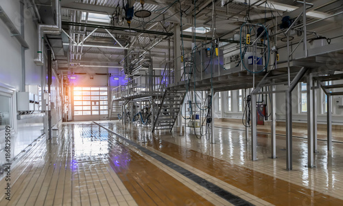 Bild auf Leinwand food industry, processing of whey into milk powder