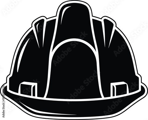 Construction Safety Helmet Silhouette Icon Illustration Showing Protective Hard Hat for Building, Industry, Engineering and Workplace Safety Design