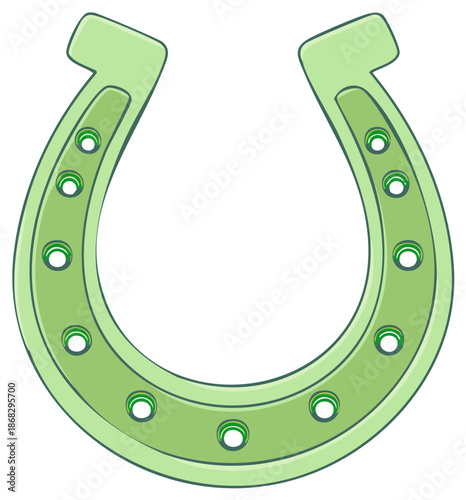 Isolated Light Green Horseshoe Clip Art Illustration For Saint Patricks Day
