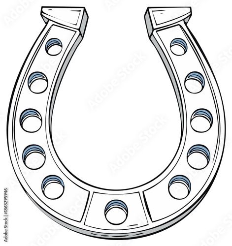 Lucky Horseshoe Cartoon Illustration Symbol of Good Fortune and Western Culture Graphic Element